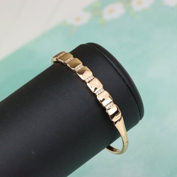 Elegant Rose Gold Bangle with Geometric Link Detailing, XPBL0583 - Picture 8 of 12